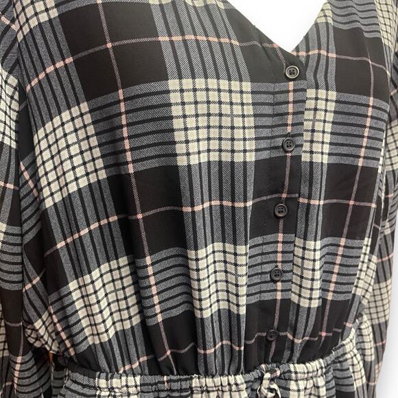 Lane Bryant Tie Waist Peplum Top Blue Plaid 18 - Picture 2 of 3